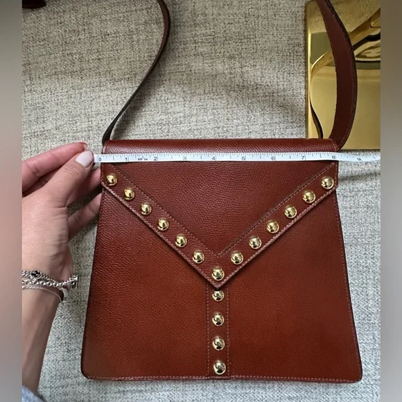 Authentic Yves Saint Laurent Studded Brown Shoulder Bag excellent like new YSL - Picture 12 of 14